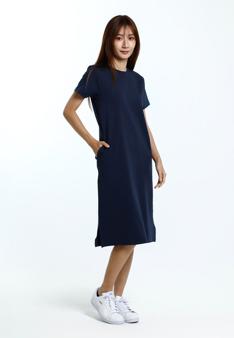 Forest Dress Perempuan | Forest Ladies Cotton Interlock Round Neck Casual Short Sleeve Woman Dress - 880010