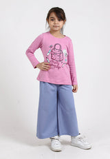 Forest Kids Girl 100% Cotton Long Sleeve T-Shirt Girls Graphic Round Neck T-Shirt | Baju Budak Perempuan - FK820060