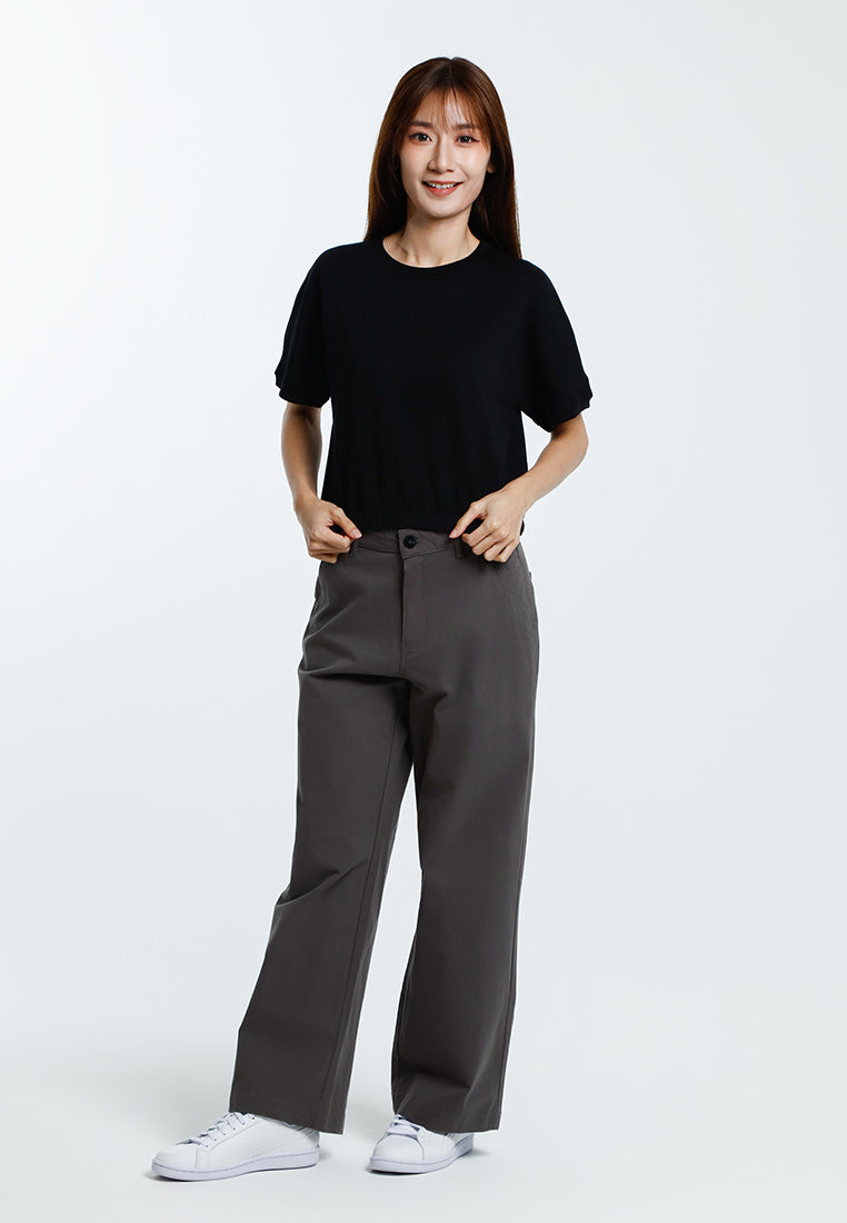 Forest Baju Perempuan | Forest Ladies Cotton Interlock Short Sleeve Round Neck Casual Elastic Hem T-Shirt - 822409