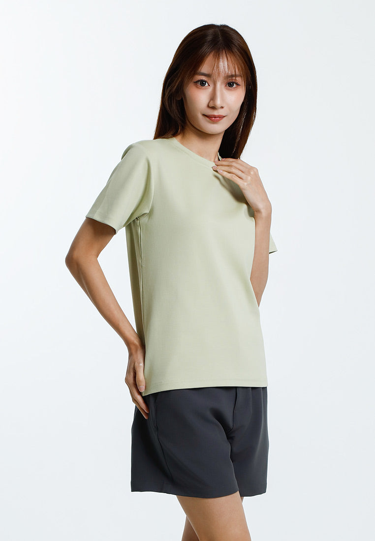 Forest Baju T Shirt Perempuan | Forest Cotton Interlock Short Sleeve Round Neck Plain T Shirt - 822422