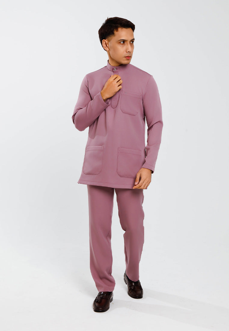 Forest x Hatta Dolmat Baju Melayu Cekak Musang Regular Fit - BM23766 -76SmokePurple