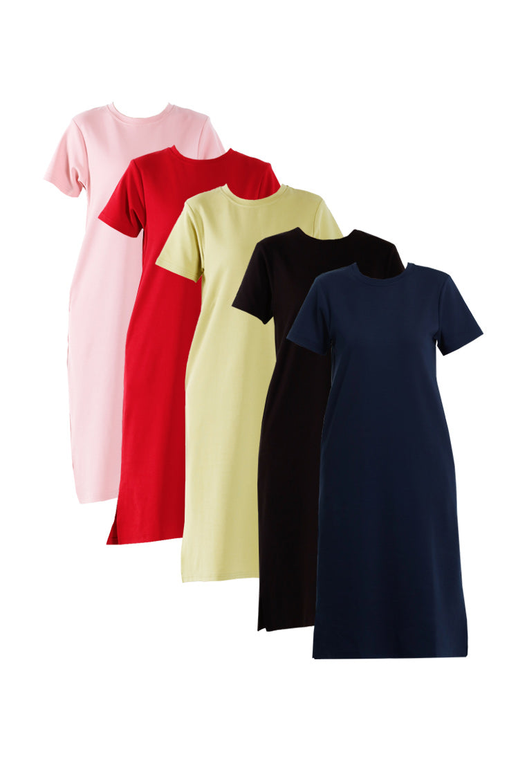 Forest Dress Perempuan | Forest Ladies Cotton Interlock Round Neck Casual Short Sleeve Woman Dress - 880010