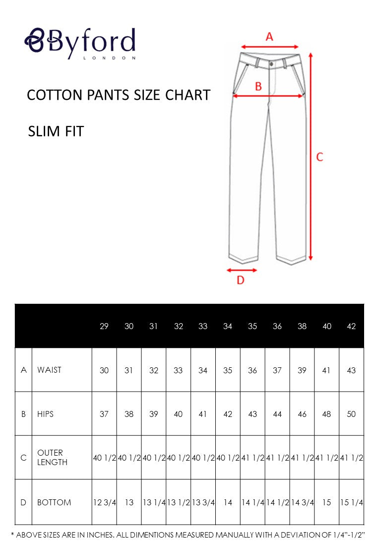 Byford Slim Fit Flat Front Cotton Pants - 3223003A