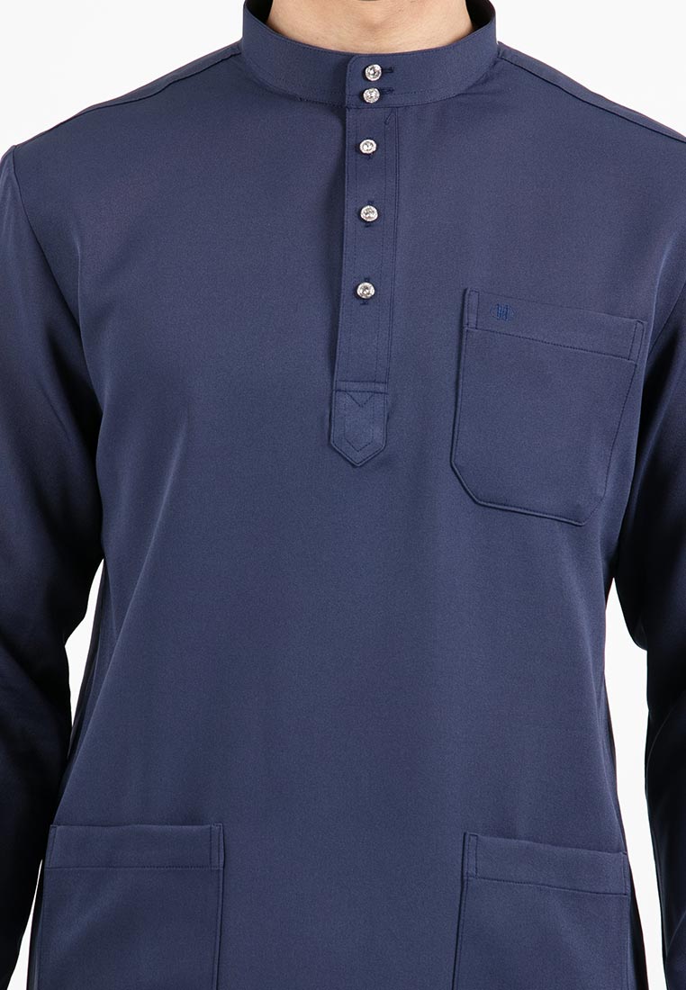 Forest x Hatta Dolmat Baju Melayu Cekak Musang Regular Fit  - BM23766 -33Navy