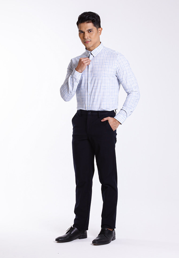 Alain Delon Baju Kemeja Berkolar | Alain Delon Rayon Mixed No Pocket Slim Fit Stripes Collar - 15123028