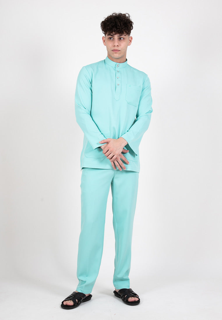 Forest x Hatta Dolmat Baju Melayu Cekak Musang Regular Fit  - BM23766 -42LtGreen