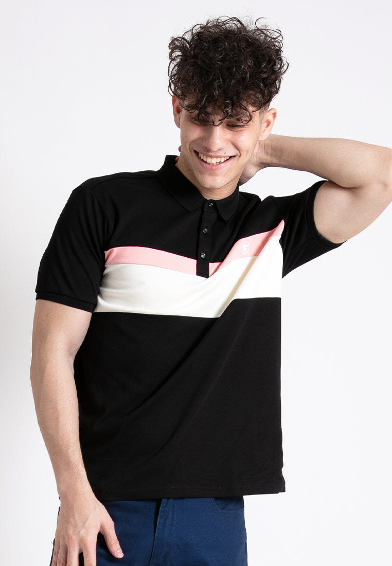 Forest Premium Weight Cotton 220gsm Interlock Knitted Polo T Shirt Colour Block Cut & Sew | T Shirt Lelaki - 23812