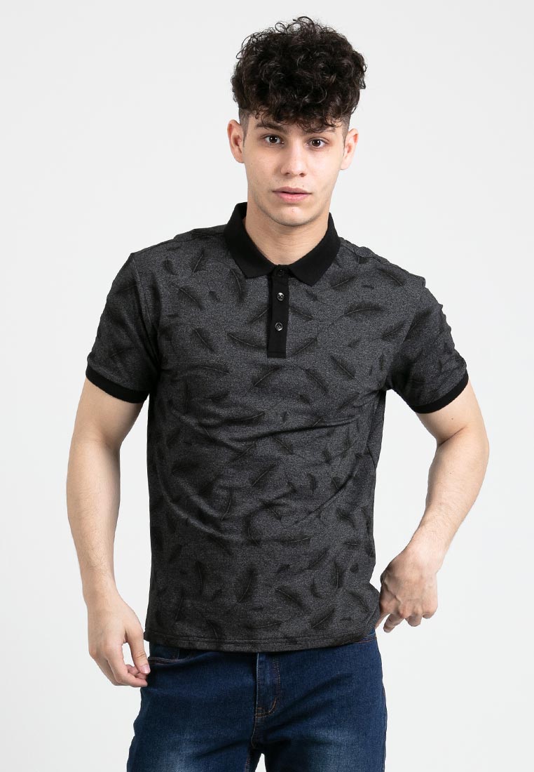 Forest Slim Fit Full Print Polo T Shirt Men Collar Tee | Baju T Shirt Lelaki - 23885