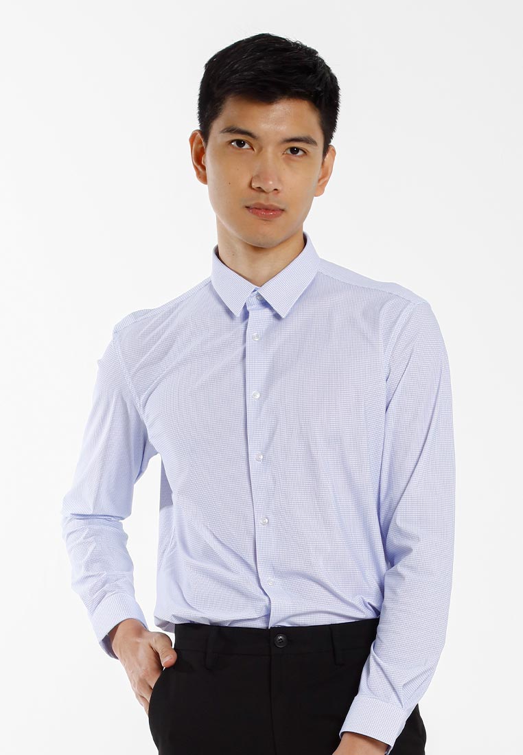 Alain Delon Baju Kemeja Berkolar | Alain Delon Rayon Mixed No Pocket Slim Fit Stripes Collar - 15123029