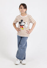 Forest X Disney Kids Unisex Cotton Interlock Stripe Short Sleeve Unisex Kids Tee | Baju T-shirt Budak - FWK20077