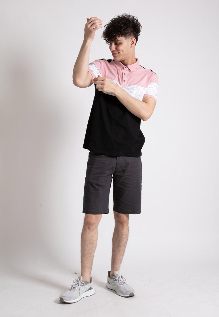 Forest  Stretchable Soft Cotton Colour Block Short Sleeve Cut & Sew Men Polo T Shirt | T Shirt Lelaki - 23817