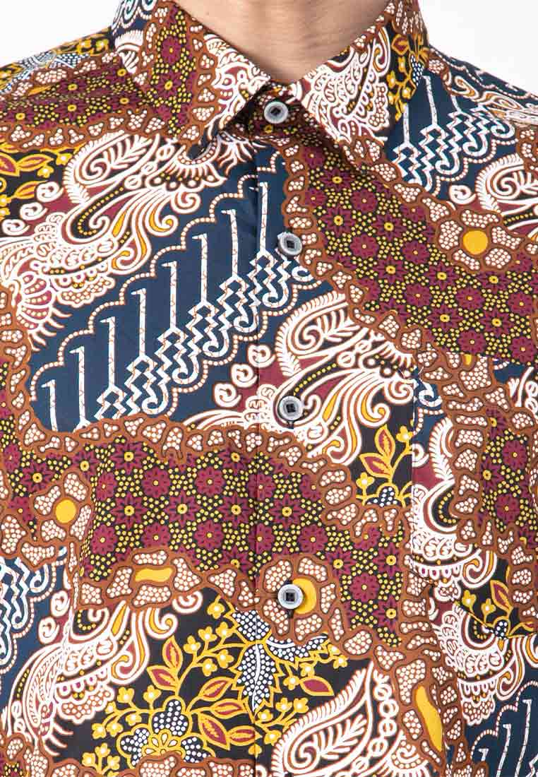 Alain Delon Short Sleeve Modern Fit Digital Print Batik Floral Shirt - 14422081