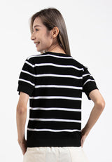 Forest Ladies Casual Striped Short Sleeve Knit Top | Baju Perempuan - 822347