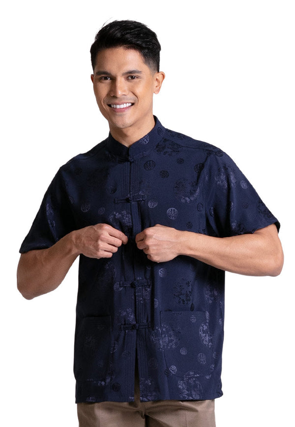 Alain Delon 2025 CNY Men Traditional PV Short Sleeve Shirt Tang Suit | Sam Fu | å”è£… - 14525002