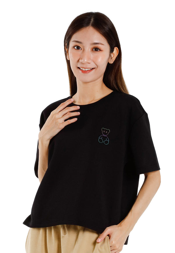 Forest Ladies Heavy Cotton Boxy-Cut Round Neck Tee Ladies Casual Loose Fit Crop Top | Baju T Shirt Perempuan - 822449