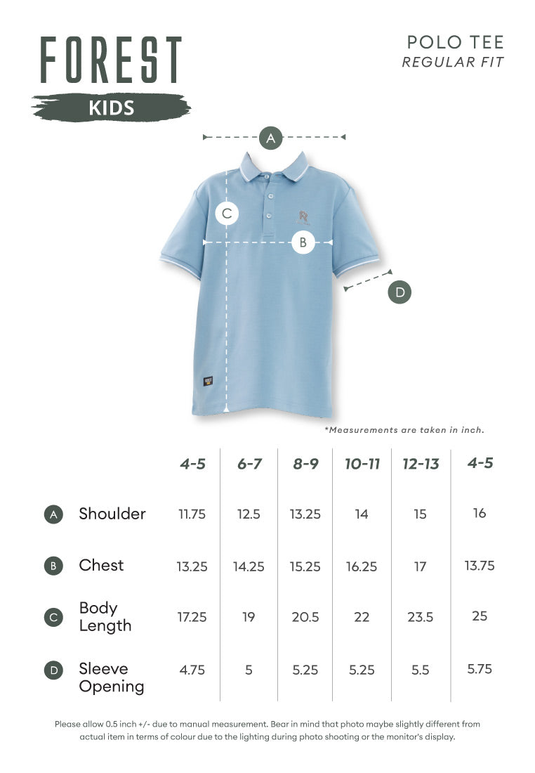 Forest Baju T Shirt Budak Lelaki | Kids Soft-Touch Silky Cotton Polo Tee - FK20324