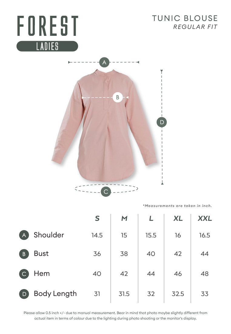 Forest Ladies Modal Cotton Plain Blouse Women Long Sleeve Tunic | Baju Kemeja Lengan Panjang Perempuan - 8822489