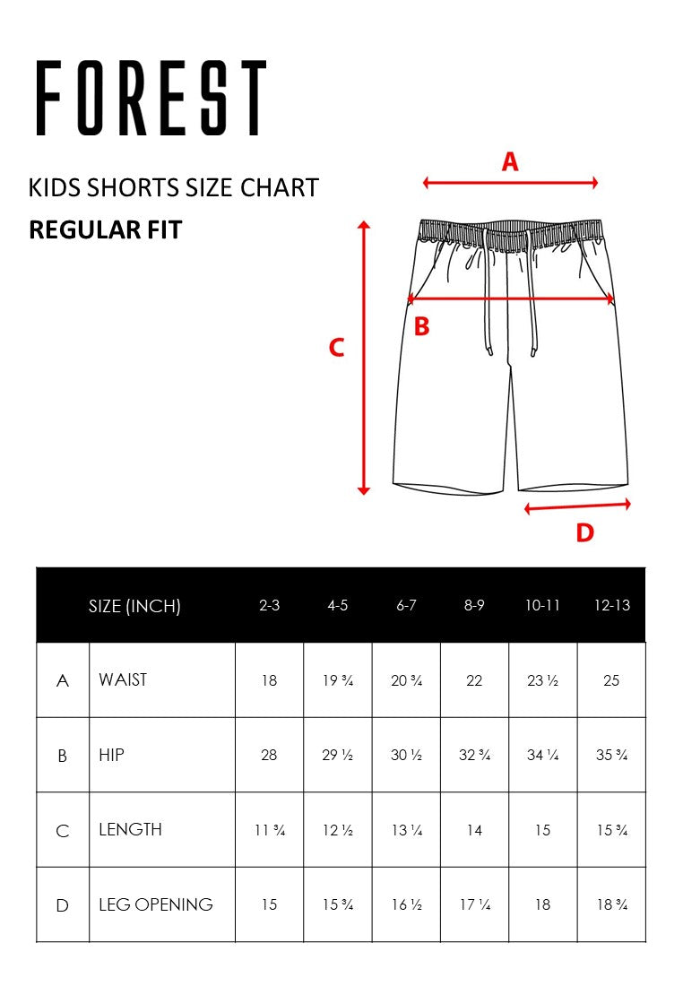 Forest Kids Unisex Cotton Terry Shorts Boys Girls Casual Short Pants | Seluar Pendek Budak Lelaki Perempuan - FK65030