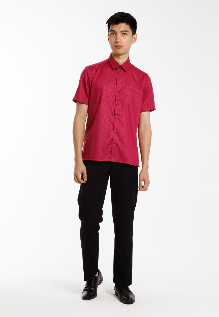 Alain Delon Baju Kolar Lelaki | Alain Delon Cotton Spandex Modern Fit Short Sleeve Collar - 14525013