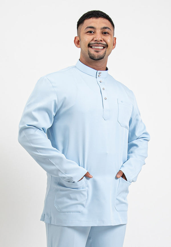 Forest x Hatta Dolmat Baju Melayu Cekak Musang Regular Fit - BM23766 -32LtBlue