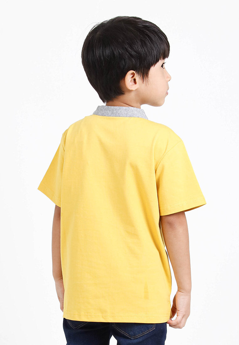 Forest Kids Premium Weight Cotton Stretchable Mandarin Collar T Shirt Men | T Shirt Baju Budak Lelaki - FK20170