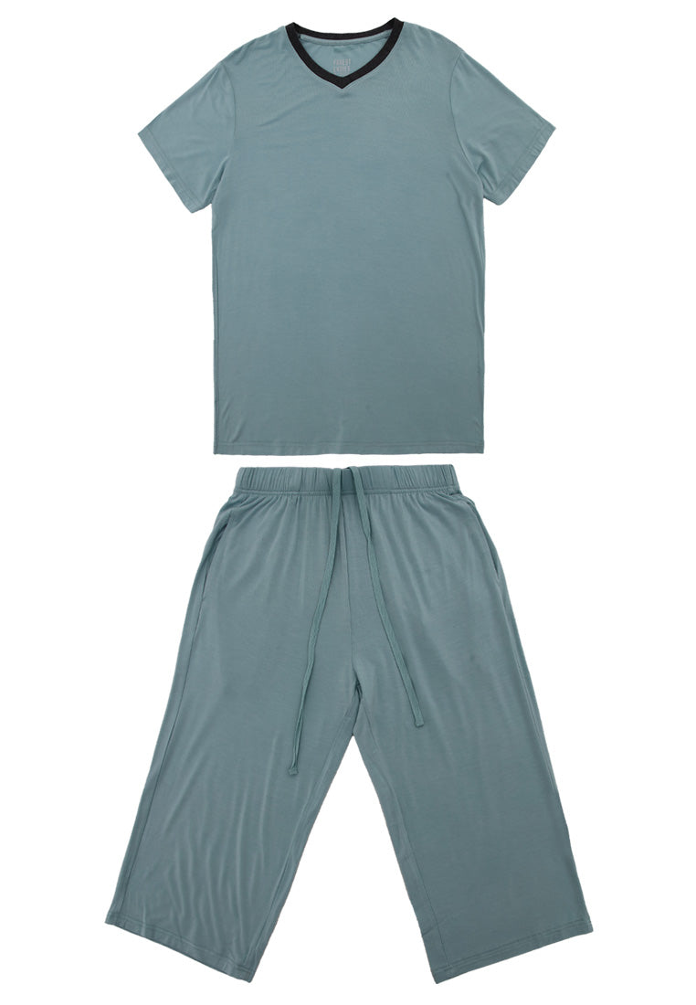 (1 Set) Forest Ladies Nylon Spandex Short Sleeve Three Quarther Bottom Pyjamas - FPL0001SL