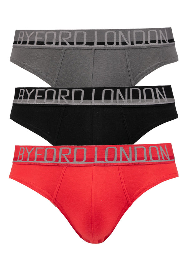 (3 Pcs) Byford Mens 100% Cotton Mini Brief Underwear Assorted Colours - BUD5233M