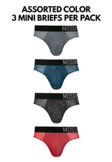 (3 Pcs) Mossimo Mens Microfibre Spandex Mini Brief Underwear Assorted Colours - MUB1036M