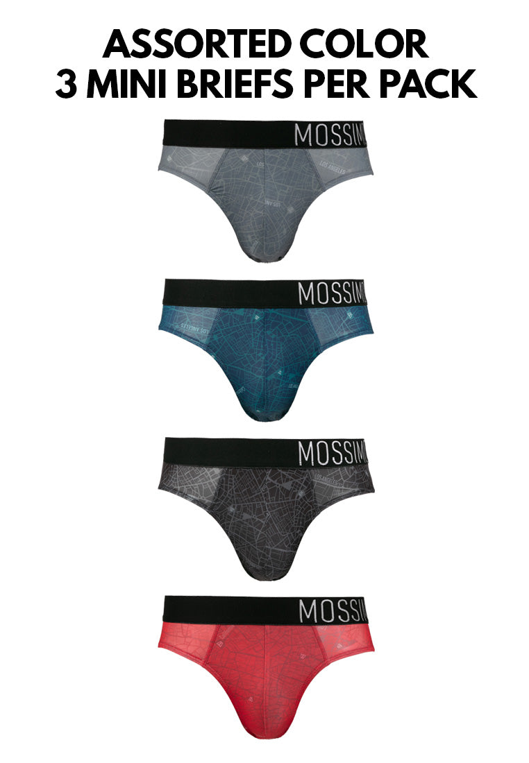 (3 Pcs) Mossimo Mens Microfibre Spandex Mini Brief Underwear Assorted Colours - MUB1036M