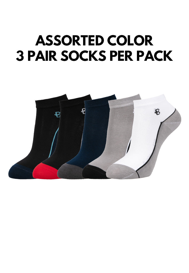 (3 Pcs) Byford Cotton Spandex Ankle Sport Socks- BSF1031T