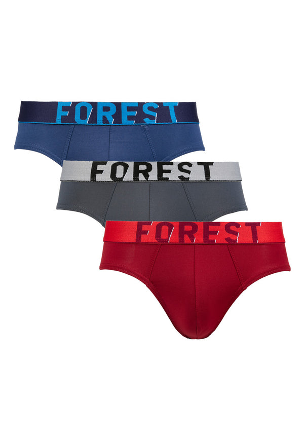 (3 Pcs) Forest Mens Microfibre Spandex Mini Brief Underwear Assorted Colours - FUD0102M