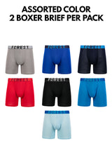 (2 Pcs) Forest Mens Microfibre Spandex Boxer Brief Underwear Assorted Colours - FUD0104BB