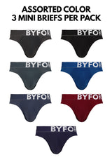 (3 Pcs) Byford Mens Cotton Modal Mini Brief Underwear Assorted Colour-BUB709M