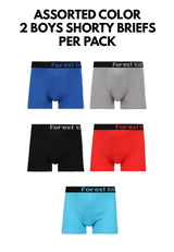 ( 2 Pieces ) Forest Kids Cotton Spandex Boy Shorty Briefs Assorted Colours - FUJ0017S