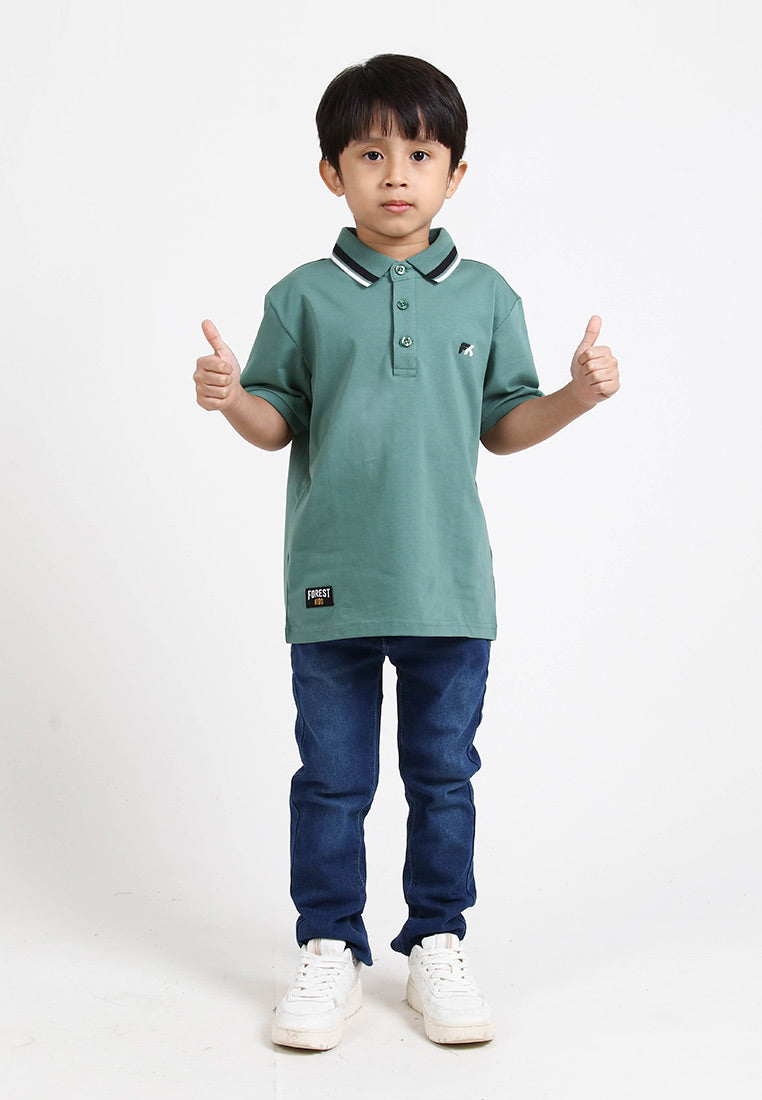 Forest Kids Premium Weight Cotton Stretchable Polo T Shirt Collar Tee | Baju T Shirt Budak Lelaki - FK20112