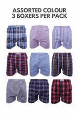 (3 Pcs) Byford Men Boxer 100% Cotton Men Underwear Assorted Colours - BUD5158X