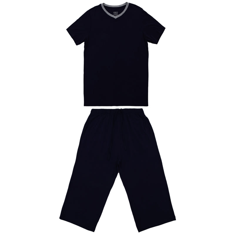 (1 Set) Forest Ladies Nylon Spandex Short Sleeve Three Quarther Bottom Pyjamas - FPL0001SL