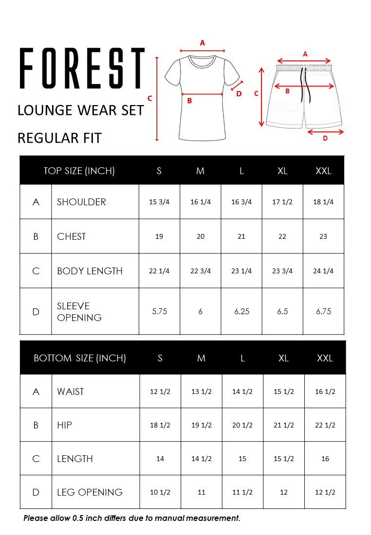 Forest Ladies Plain Tee & Shorts Soft-Touch Cotton Comfy  Lounge Set - 822173