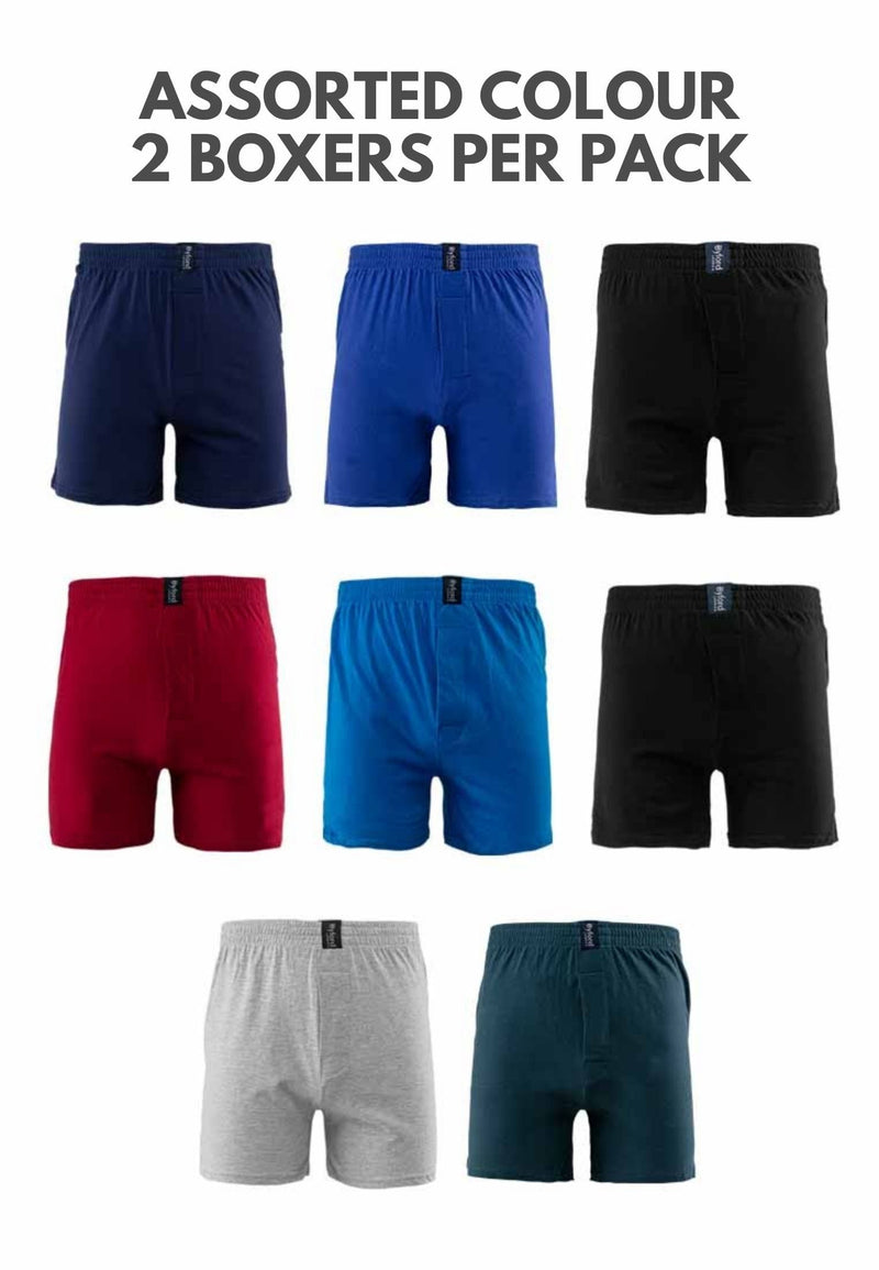 (2 Pcs) Byford Men Boxer 100% Cotton Men Underwear Seluar Dalam Lelaki Boxer Assorted Colours - BUD5023X