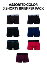 (3 Pcs) Mossimo Mens Cotton Spandex Shorty Brief Underwear Assorted Colours - MUD0049S