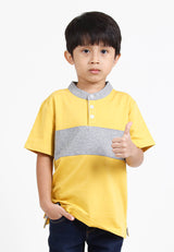 Forest Kids Premium Weight Cotton Stretchable Mandarin Collar T Shirt Men | T Shirt Baju Budak Lelaki - FK20170