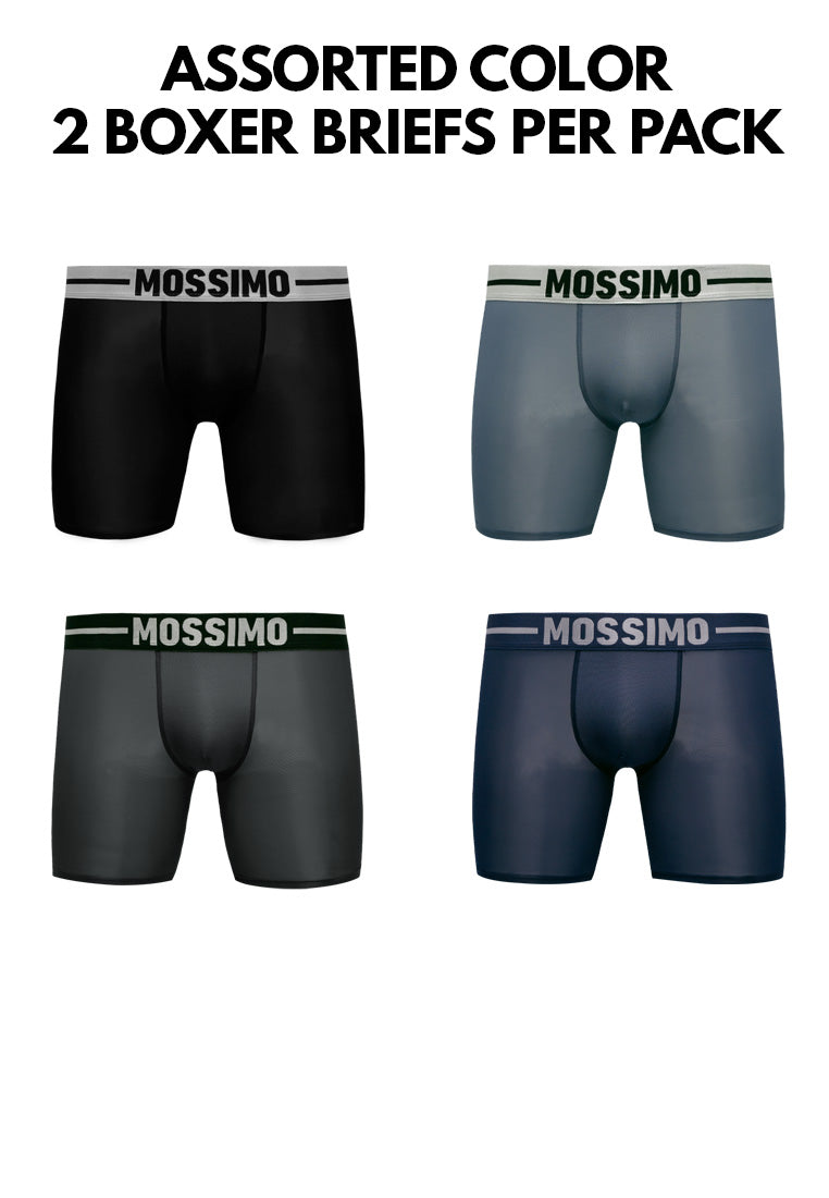 (2 Pcs) Mossimo Mens Microfibre Spandex Boxer Brief Underwear Assorted Colours - MUB1035BB