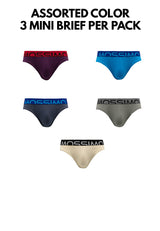 (3 Pcs) Mossimo Mens Cotton Spandex Mini Brief Underwear Assorted Colours - MUD0050M