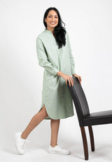 Forest Ladies Woven Cotton Blend Long Sleeve Mandarin Collar Dress Shirt Blouse Women | Baju Kemeja Perempuan - 822177