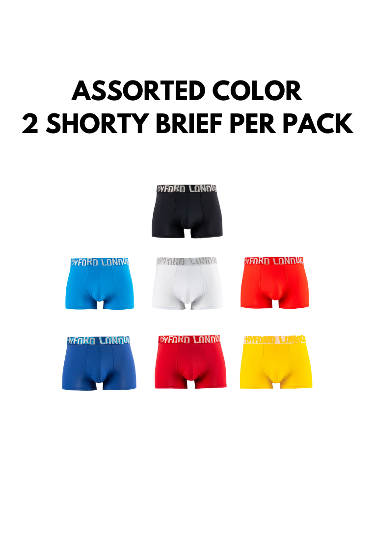 Underwear Microfiber Spandex Shorty Briefs ( 2 Pieces ) Assorted Colours - BUB671S