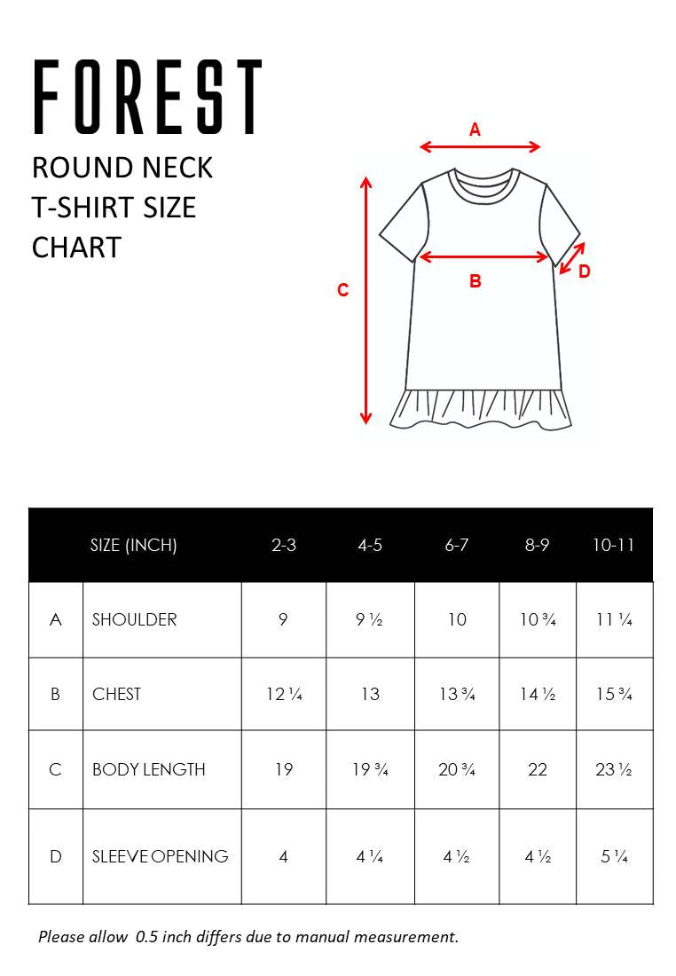Forest Kids 100% Cotton T Shirt Girls Graphic Round Neck Tee | Baju Budak Perempuan - FK82036