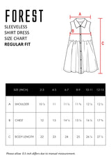 Forest Kids Girl Woven Floral Pattern Sleeveless Collar Button Dress I Baju Budak Perempuan Girl Dress - FK885015