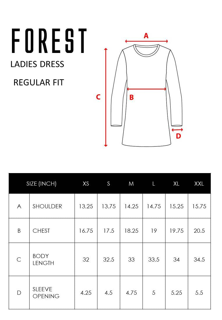 Ladies Long Sleeve Round Neck Dress - 822009