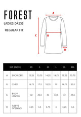 Forest Ladies 100% Cotton Long Sleeve Round Neck Women Dress | Baju Perempuan - 822107