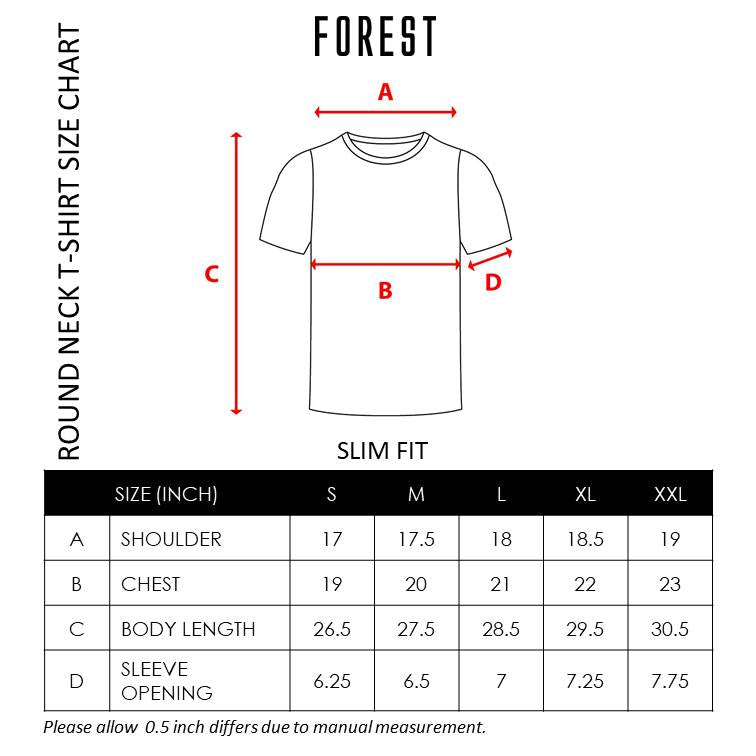 Forest Stretchable  Premium Weight Cotton Colour Block Embroidered Font Round Neck Tee Men | T Shirt Lelaki - 621246